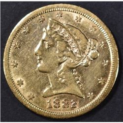 1882-CC $5 GOLD LIBERTY AU SCARCE CARSON CITY GOLD