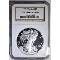 1998-P AMERICAN SILVER EAGLE, NGC PF-69 U.C.