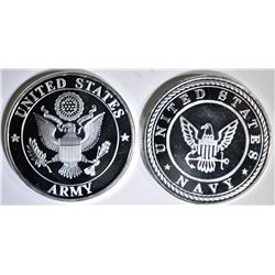 ARMY & NAVY ONE OUNCE .999 SILVER ROUNDS