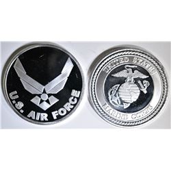 AIR FORCE & MARINES ONE OUNCE .999 SILVER