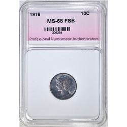 1916 MERCURY DIME PNA SUPERB GEM+