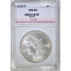 1878 7TF MORGAN DOLLAR CCGS CH BU