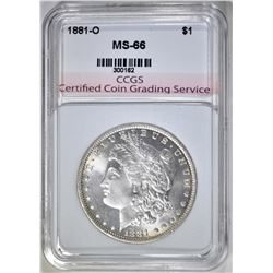 1881-O MORGAN DOLLAR CCGS SUPERB GEM