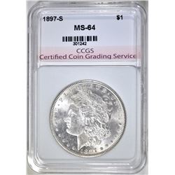 1897-S MORGAN DOLLAR CCGS CH BU