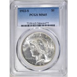 1922-S PEACE DOLLAR PCGS MS-65