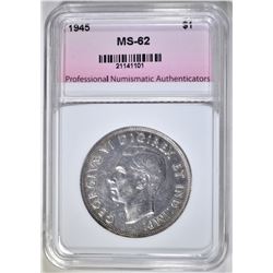 1945 CANADA SILVER DOLLAR PNA CH BU