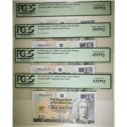 4-PCGS GRADED JACK NICKLAUS SCOTTISH 5 POUND NOTES