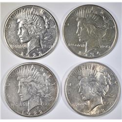 LOT OF 4 PEACE DOLLARS