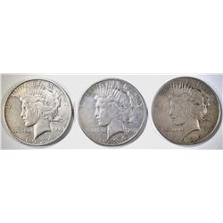 3-FINE OR BETTER 1934-S PEACE DOLLARS