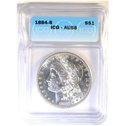 1884-S MORGAN DOLLAR ICG AU-58