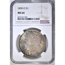 1890-O MORGAN DOLLAR NGC MS-64 COLOR