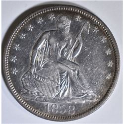 1858 SEATED LIBERTY HALF AU