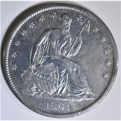 1861-S SEATED LIBERTY HALF CH AU CIVIL WAR DATE