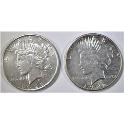1922-D AU/BU & 22-S AU PEACE DOLLARS