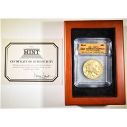 2006 ONE OUNCE GOLD BUFFALO, ICG MS-70 1st DAY