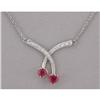 Image 1 : 14K White Gold Ruby &Diamond Necklace #1028643