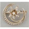 Image 1 : Victorian seed pearl and diamond crescent pin #1028703