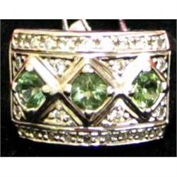 Estate Diamond Green Tourmaline White Gold Ring#1028942