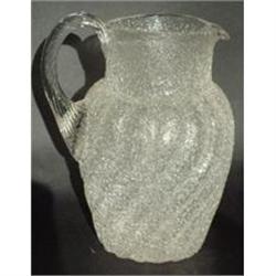 Overshot Crackle Glass Lemonade Pitcher Set #1039358