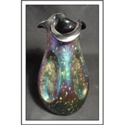 Loetz Tri-Fold Top Vase with Embedded Glass #1039366