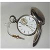 Image 1 : Rare Silver Compass Thermometer Pocket Watch #1039507