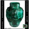 Image 1 : CZECH ART DECO MALACHITE GLASS VASE / INGRID #1047496