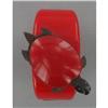 Rare Red BAKELITE Cuff Bracelet w/Wood TURTLE #1047644