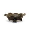 Old Japanese Bronze Lotus Leaf Bowl w 3 Frog #1047723