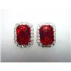 1956 Red Clear Rhinestone Earrings Wonderful #1055066