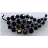  Black Rhinestone Leaf Brooch Aurora Borealis #1055106
