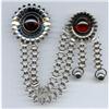 Image 1 : Silver Book Chain Red Chatelaine Brooch #1055111
