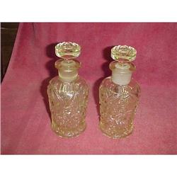 Pair Pressed Glass Cologne Bottles #1056835