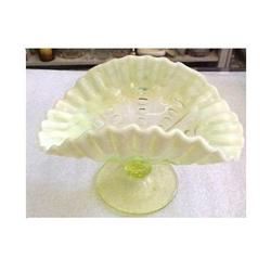 Northwood Vaseline Opalescent Coin Spot Bowl #1056845