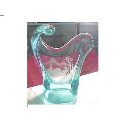 Murano Wave with Etched Oriental Scene #1056854