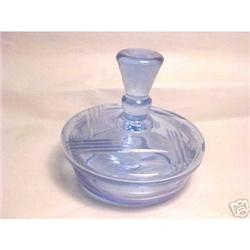 Blue Cut Glass Powder Jar #1056979