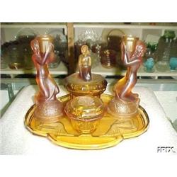 Amber Glass  Vanity Dresser set. #1056987