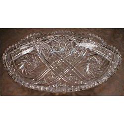Cut Glass Oval Dish American Brilliant ANTIQUE #1057023