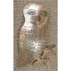 Mexican STERLING Owl Pin/Brooch HGN Taxco #1057057