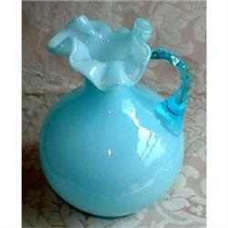 FENTON Jug BLUE Overlay Pitcher 6.5 inches #1057189