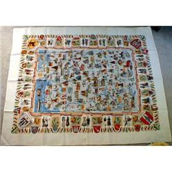 GERMANY Map TableCLOTH Souvenir LINEN 1950s #1057307