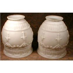 SATIN Glass SHADES Victorian PAIR Antique  #1057312