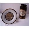 Image 1 : Chokin Plate & Vase w/24K  gold trim #1058103
