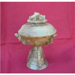Fine Ancient Carved Jade Censer and Cover  #1058306