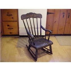 Child's Rocker,1850's;black paint w/stenciling #1058318