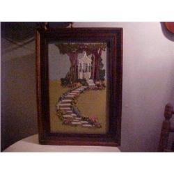 Needlepoint ; Framed in Pine Shadow Box #1058349