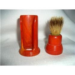 Red Bakelite Shaving Brush and Stand #1058450