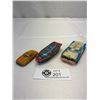 Image 1 : 3 Vintage Japanese Litho Cars/Boat