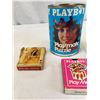 Image 2 : 4pc Vintage Playboy Collectors Lot, Playing Cards, Puzzle, Tin, 1970's