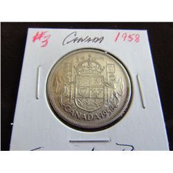 1958 CANADA SILVER HALF DOLLAR
