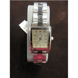 ESTATE (NEW):  LADIES TFX SILVER LINK STRAP/SQUARE FACE WATCH (MSRP $70.00)